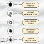 4 MECH 1/2" Drive Sockets and Combos, Heavy Duty use, Workshop, Garages Chrome Vanadium Steel, Rust Free Hardened and Tempered, Anti-Slip & Anti-Corrosion properties