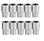 4 MECH 10MM Shallow x 10-1/4"" Square Drive Chrome Vanadium Steel Hardened Home and Professional Use Socket Set, Silver