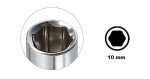4 MECH 10MM Shallow x 10-1/4"" Square Drive Chrome Vanadium Steel Hardened Home and Professional Use Socket Set, Silver