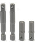 1/4 hex to 1/4 socket adapter,Hex to Square 1/4" Socket Bit Adapter,Power Tool Replacement Part Adapter Suitable for Drill Driver Socket Driver Electric and Pneumatic Drill (4 Pieces)