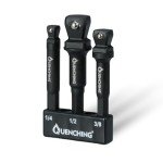 QUENCHING 3-Pcs 3 Inch Impact Wobble Extension Set, Socket Extensions with Holder, 1/4, 3/8, 1/2 Drive Cr-V Wobble Extension Offer 30-Degree Range of Motion for Enhanced Access