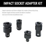 Impact Socket Adapter and Reducer 4-Piece Set for Milwaukee 49-66-6742 Shockwave Impact Wrench | 1/4" - 3/8" - 1/2" Impact Driver Conversions