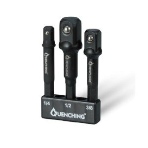 QUENCHING 3-Pcs 3 Inch Impact Grade Socket Adapter Set, Extension Bit Adapters with Holder, 1/4 Inch, 3/8 Inch, 1/2 Inch Drive, 1/4 Inch SAE Hex Shank, Cr-V with Black Phosphate Finish