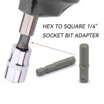 1/4 hex to 1/4 socket adapter,Hex to Square 1/4" Socket Bit Adapter,Power Tool Replacement Part Adapter Suitable for Drill Driver Socket Driver Electric and Pneumatic Drill (4 Pieces)