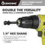 QUENCHING 3-Pcs 3 Inch Impact Wobble Extension Set, Socket Extensions with Holder, 1/4, 3/8, 1/2 Drive Cr-V Wobble Extension Offer 30-Degree Range of Motion for Enhanced Access
