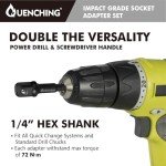 QUENCHING 3-Pcs 3 Inch Impact Grade Socket Adapter Set, Extension Bit Adapters with Holder, 1/4 Inch, 3/8 Inch, 1/2 Inch Drive, 1/4 Inch SAE Hex Shank, Cr-V with Black Phosphate Finish