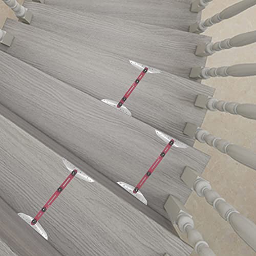Stair Tread Template Tool Stair Tread Jig Stair Gauge Scribe - Stair Measuring Tool Layout Tool Cutting Guide Tool for StairTreads, Risers, Drywall and Partitions, 11.4in-60.7in Length Upgraded