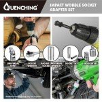 QUENCHING 3-Pcs 3 Inch Impact Wobble Extension Set, Socket Extensions with Holder, 1/4, 3/8, 1/2 Drive Cr-V Wobble Extension Offer 30-Degree Range of Motion for Enhanced Access