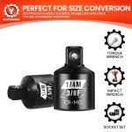 BLACKROBOT 2 Piece 3/8”F To 1/4”M Impact Socket Reducer Set,SAE Drive Cr-Mo Steel Exceeds ANSI Standards,Square Drive Adapter for Impact Driver Wrench