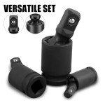 ZLHETWT 3Pcs Impact Universal Joint Swivel Socket Set, Professional Swivel Socket Adapter 360° Rotatable Joint Socket Adapter Cr-Mo for Electric Wrench Ratchet Wrench 3/8inch 1/2inch 1/4inch