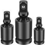 ZLHETWT 3Pcs Impact Universal Joint Swivel Socket Set, Professional Swivel Socket Adapter 360° Rotatable Joint Socket Adapter Cr-Mo for Electric Wrench Ratchet Wrench 3/8inch 1/2inch 1/4inch