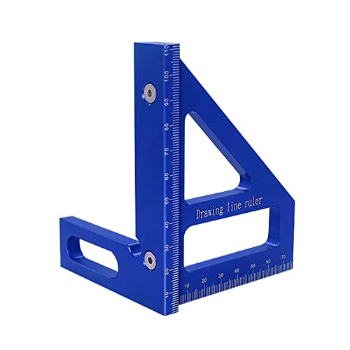 JCFANTS 3D Multi-Angle Measuring Ruler, 45/90 Degree Aluminum Alloy Woodworking Square Protractor,Wood Working Tools and Accessories, High Precision Layout Measuring Tool for Engineer Carpenter(Blue)