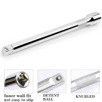5 Pcs Extension Bar Set,1/4" Socket Extension Set, Include 4 Pcs Extensions(2"/50mm, 3"/75mm, 4"/100mm, 6"/150mm) and 1 x 1/4 Inch Drive Universal Joint Socket, Chrome Vanadium Steel，Vehicle tool