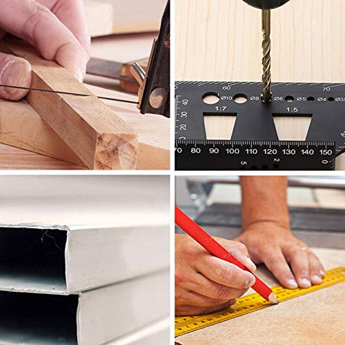 Aluminum Alloy Woodworking Square Size Measure Ruler, 3D Mitre Angle Measuring Template Tool, 45 90 Degree Carpenter's Layout Ruler Gauge Woodworking Accessories Gifts for Men Dad Father Husband