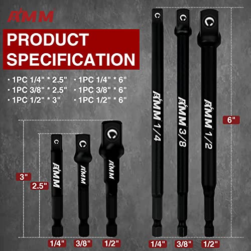 6-Piece Impact Grade Socket Adapter Set for Power Drills