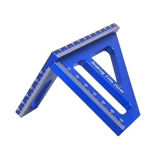JCFANTS 3D Multi-Angle Measuring Ruler, 45/90 Degree Aluminum Alloy Woodworking Square Protractor,Wood Working Tools and Accessories, High Precision Layout Measuring Tool for Engineer Carpenter(Blue)