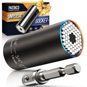 PASTACO Universal Socket Tool Christmas Gifts for Men: Super Universal Socket Set with Power Drill Adapter - Perfect Tools Gadget Gift for Men