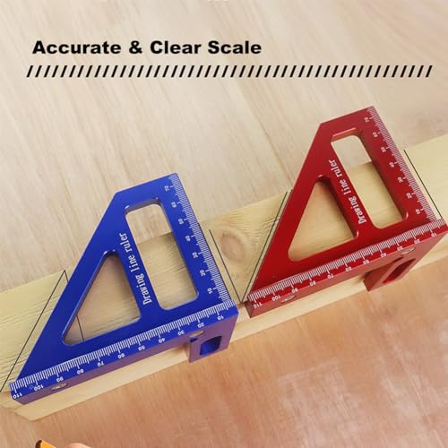 JCFANTS 3D Multi-Angle Measuring Ruler, 45/90 Degree Aluminum Alloy Woodworking Square Protractor,Wood Working Tools and Accessories, High Precision Layout Measuring Tool for Engineer Carpenter(Blue)