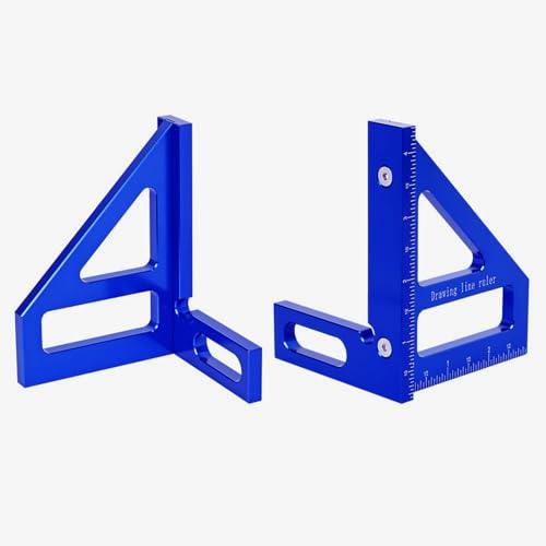 JCFANTS 3D Multi-Angle Measuring Ruler, 45/90 Degree Aluminum Alloy Woodworking Square Protractor,Wood Working Tools and Accessories, High Precision Layout Measuring Tool for Engineer Carpenter(Blue)