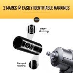 BOEN 1/2" Drive Deep Impact Sockets,Premium Impact Socket,19mm Socket,Metric,6 Point,Cr-V Steel with Laser Marking - Strong and Durable