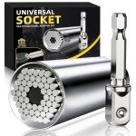BOGRAND Stocking Stuffers for Adults Men, Universal Socket Tools, Christmas White Elephant Gifts for Adults Dad Husband Boyfriend, Cool Gadgets Wrench Set with Power Drill Adapter-Silver