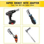 BOGRAND Stocking Stuffers for Adults Men, Universal Socket Tools, Christmas White Elephant Gifts for Adults Dad Husband Boyfriend, Cool Gadgets Wrench Set with Power Drill Adapter-Silver