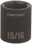 CRAFTSMAN Shallow Impact Socket, SAE, 1/2 Inch Drive, 15/16 Inch, 6 Point (CMMT15857)