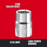 CRAFTSMAN Shallow Socket, Metric, 3/8-Inch Drive, 10mm, 6-Point (CMMT43542)
