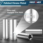 MAXPOWER 6PCS 1/2" drive Deep Socket Set, SAE, 6-ponit Sockets 9/16", 5/8", 11/16", 3/4", 13/16", 7/8"