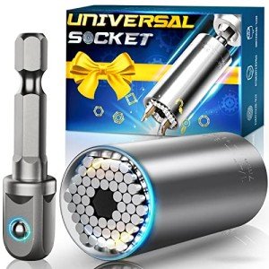 Universal Socket Tool Gifts for Men - Super Universal Grip Socket Set Unscrew Any Bolt with Power Drill Adapter 7-19mm Fathers Day Birthday Gift Cool Gadgets for Men Dad Women Him