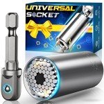 Universal Socket Tool Gifts for Men - Super Universal Grip Socket Set Unscrew Any Bolt with Power Drill Adapter 7-19mm Fathers Day Birthday Gift Cool Gadgets for Men Dad Women Him