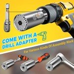 Universal Socket Tool Gifts for Men - Super Universal Grip Socket Set Unscrew Any Bolt with Power Drill Adapter 7-19mm Fathers Day Birthday Gift Cool Gadgets for Men Dad Women Him