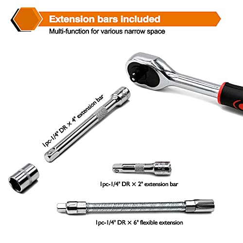 Egofine 46 Piece Socket Ratchet Set with Case