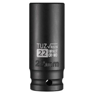TUZkozs 1/2-Inch Drive 22mm Deep Impact Socket with 6-Point Design, Heat-Treated Chrome Molybdenum Alloy Steel, Metric，Hex Deep Socket