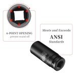 TUZkozs 1/2-Inch Drive 22mm Deep Impact Socket with 6-Point Design, Heat-Treated Chrome Molybdenum Alloy Steel, Metric，Hex Deep Socket