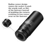 TUZkozs 1/2-Inch Drive 22mm Deep Impact Socket with 6-Point Design, Heat-Treated Chrome Molybdenum Alloy Steel, Metric，Hex Deep Socket