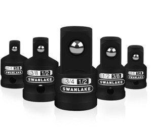 SWANLAKE GARDEN TOOLS 5-Piece Cr-V Steel Impact Socket Adapter Set, 0.375in, Fastener Drive Bit