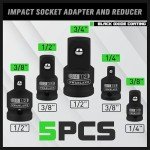 SWANLAKE GARDEN TOOLS 5-Piece Cr-V Steel Impact Socket Adapter Set, 0.375in, Fastener Drive Bit