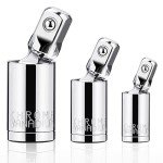 3PCS Universal Joint Socket Set, 1/4” 3/8” 1/2” Drive Swivel Socket Adapter Set, Premium Chrome Vanadium Steel Universal Joint Socket Adapter Suitable for Narrow Spaces- Tiosamd