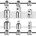 StrugDeas 6 Piece Socket Adapter and Reducer Set, 1/4", 3/8", 1/2" Chrome Vanadium Steel Ratchet/Socket Extension/Conversion Kit for Automotive Maintenance