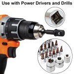 Impact Grade Socket Adapter Set, PTSLKHN 1/4, 3/8, and 1/2 Inch Socket Adapters, Chrome Vanadium Steel, Convenient Carry Box - Ideal for Impact Drills and Drivers(Surface phosphating black)