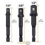 Impact Grade Socket Adapter Set, PTSLKHN 1/4, 3/8, and 1/2 Inch Socket Adapters, Chrome Vanadium Steel, Convenient Carry Box - Ideal for Impact Drills and Drivers(Surface phosphating black)