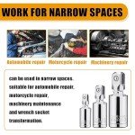 3PCS Universal Joint Socket Set, 1/4” 3/8” 1/2” Drive Swivel Socket Adapter Set, Premium Chrome Vanadium Steel Universal Joint Socket Adapter Suitable for Narrow Spaces- Tiosamd