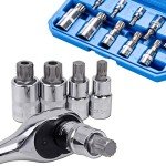Qnkaa Spline Socket Bit Set 10pcs Square Triple Silver M4 - M18