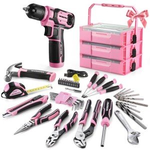 WORKPRO 43PCS Pink Cordless Drill Tool Set