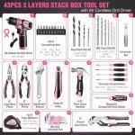 Pink Cordless Drill Set with Toolbox - 43 PCS