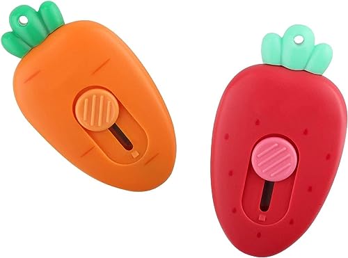Mini Box Cutter,Fridge Magnet,Mini Portable Utility Knive, Envelope Cutter, Package & Box Opener, Safe Blade Retracts Automatically,Right or Left Handed,Keychain Box Opener,Paper Cuts 2Pcs