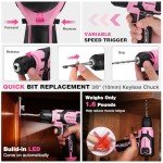 Pink Cordless Drill Set with Toolbox - 43 PCS
