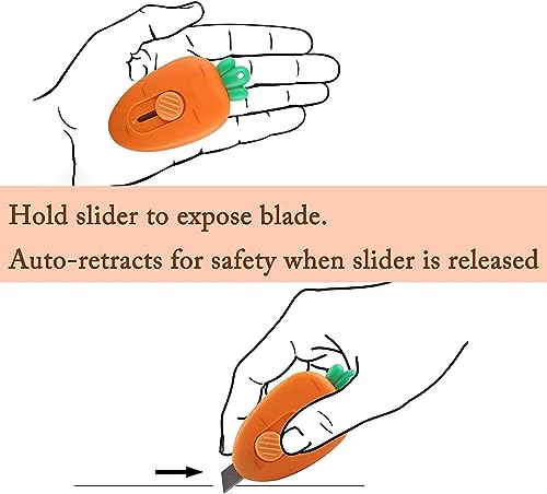 Mini Box Cutter,Fridge Magnet,Mini Portable Utility Knive, Envelope Cutter, Package & Box Opener, Safe Blade Retracts Automatically,Right or Left Handed,Keychain Box Opener,Paper Cuts 2Pcs