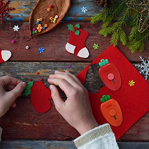 2 Pack Mini Portable Utility Knive, Carrot Strawberry Shaped Letter Cute Safe Blade Retracts Paper Box Opener Office School Cutter with Keychain Hole